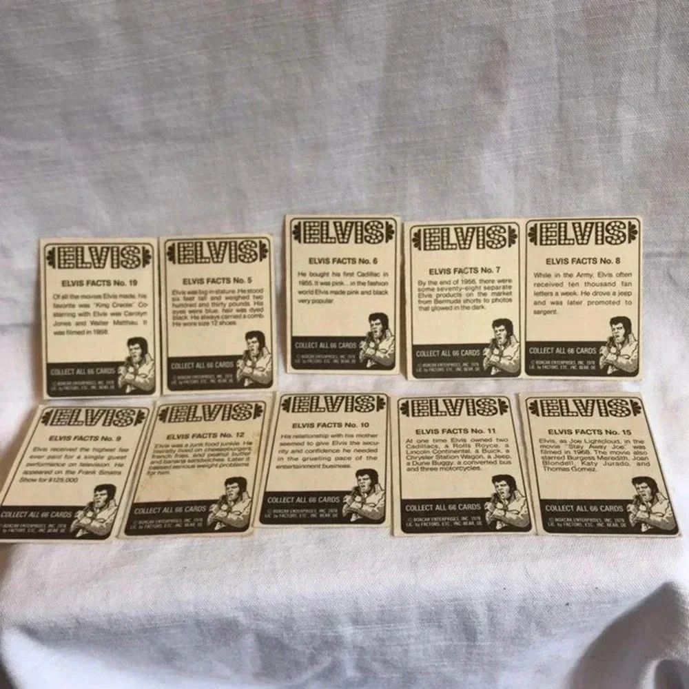 Vintage Elvis Presley Cards Collection 1978 10 cards Lot